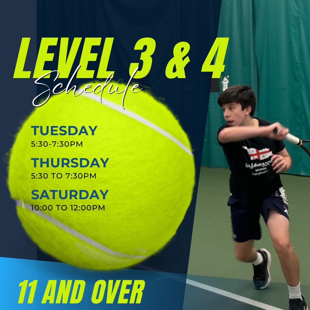 Teen tennis player swinging racquet