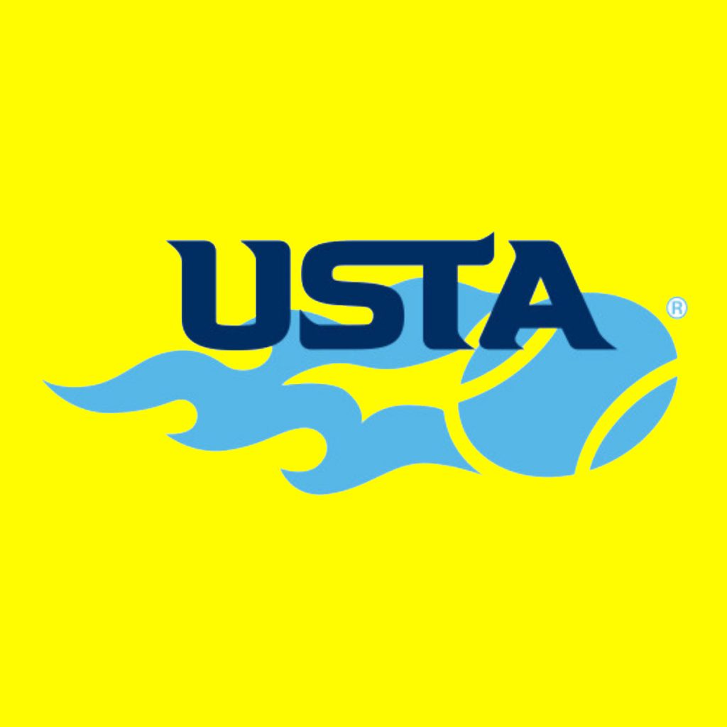 Blue USTA logo on yellow background