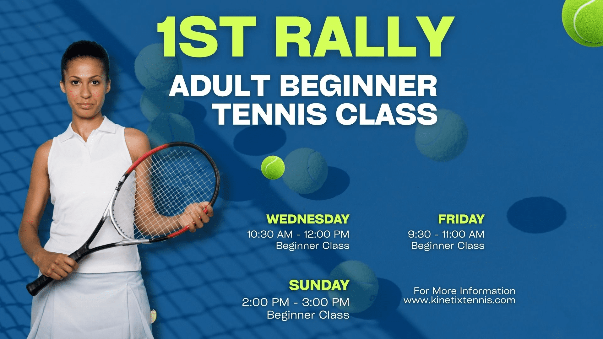 Beginner tennis lessons advertisement
