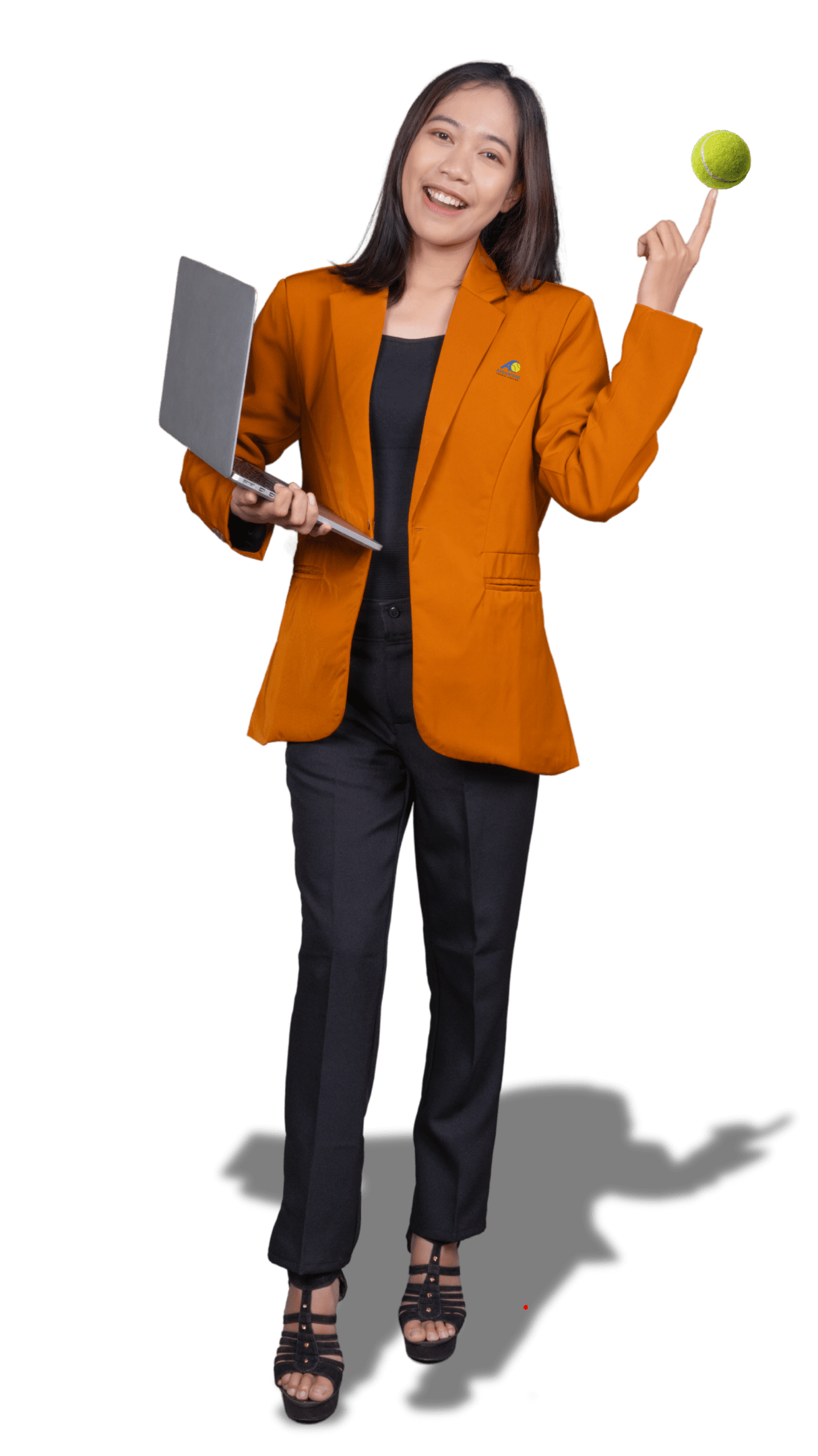 Tennis mom with a computer